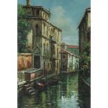Vendramin Loris (Italian) "Venice Canal Scene" Oil on Board, Monogrammed to lower left, 32.5cm x