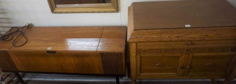 Alba Radiogram, 59cm high, 124cm wide, 38cm deep, Also with an Oak Gramaphone Cabinet, (2)