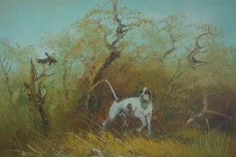 British School "Hound in the Woods" Oil on Canvas, Indistinctly signed to lower right, 39cm x