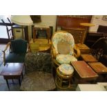 Mixed Lot of Furniture, To include a Folding table, Chairs, Wall Mirror, Chest of Drawers, Floor