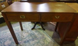 Ships Style Stained Oak Side Table, Having two small drawers, Decorated with Brass mounts, 75cm