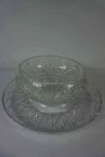 Three Pieces of Crystal and Cut Glass, Comprising of a large circular dish, Crystal bowl, and a