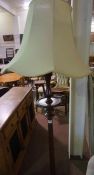 Vintage Mahogany Floor Lamp, With shade, Converted to Electricity, 158cm high