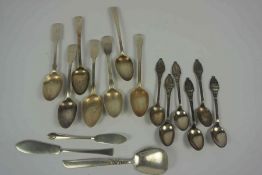Mixed Lot of Early 19th Century Silver Teaspoons, Comprising of seven assorted spoons, To include