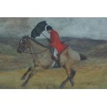 Bessip (British) "Huntsman on Horseback" Watercolour, 17cm x 24cm, Also with R Clapham "George