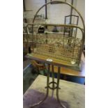 Edwardian Brass Magazine Rack, Raised on Tripod supports, 78cm high