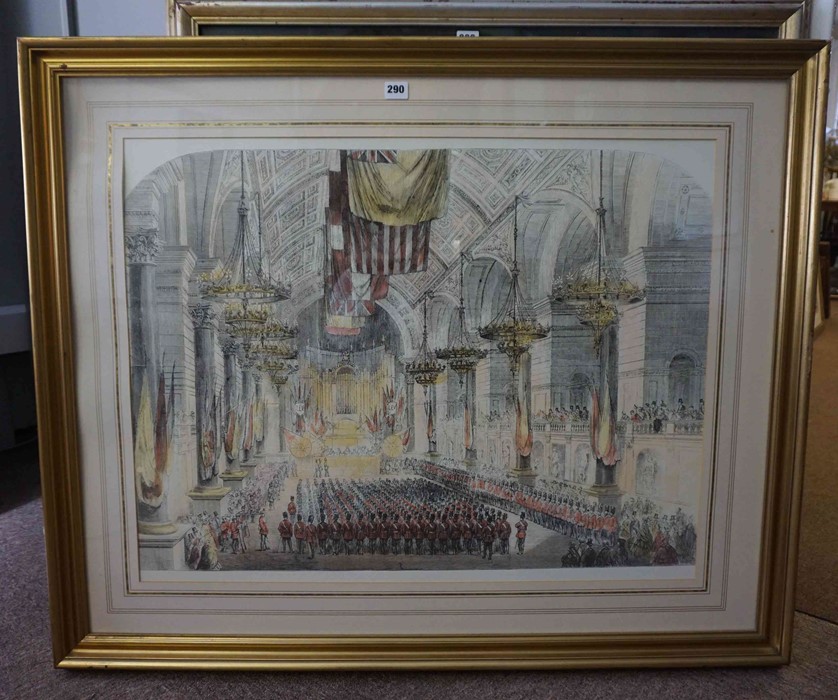 Military Style Print, Depicting a scene possibly in Westminster Abbey, 62.5cm x 80cm - Image 3 of 3