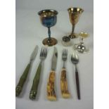 Mixed Lot of Cutlery To include a part suite of Sheffield Cutlery, Having Antler style handles,
