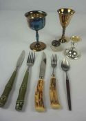 Mixed Lot of Cutlery To include a part suite of Sheffield Cutlery, Having Antler style handles,