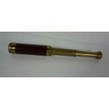 Brass Mounted Three Draw Telescope, circa late 19th century, 32.5cm long, With outer case