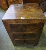 Pair of Hardwood Bedside Cabinets, Having three drawers, 62cm high, 42cm wide, 42cm deep, (2)
