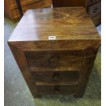 Pair of Hardwood Bedside Cabinets, Having three drawers, 62cm high, 42cm wide, 42cm deep, (2)