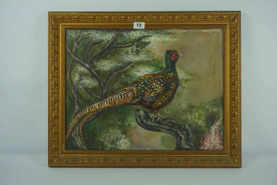 Murray Pickles "Pheasants" Two Oils on Canvas, Signed, 35cm x 44cm, In a gilt frame, (2) - Image 2 of 4