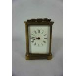 Brass Carriage Clock, Having a white enamel dial, 11cm high, No key