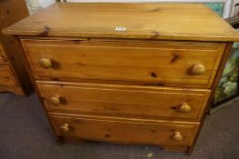 Two Modern Pine Chests of Drawers, One having three drawers, The other having four drawers, 70cm