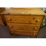 Two Modern Pine Chests of Drawers, One having three drawers, The other having four drawers, 70cm