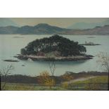 John Davey "Craig Island, Loch Carron" Oil on Board, Signed to lower right, 44cm x 60cm