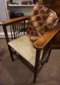 Arts & Crafts Oak Reading Chair, Having a Bow back, 73cm high