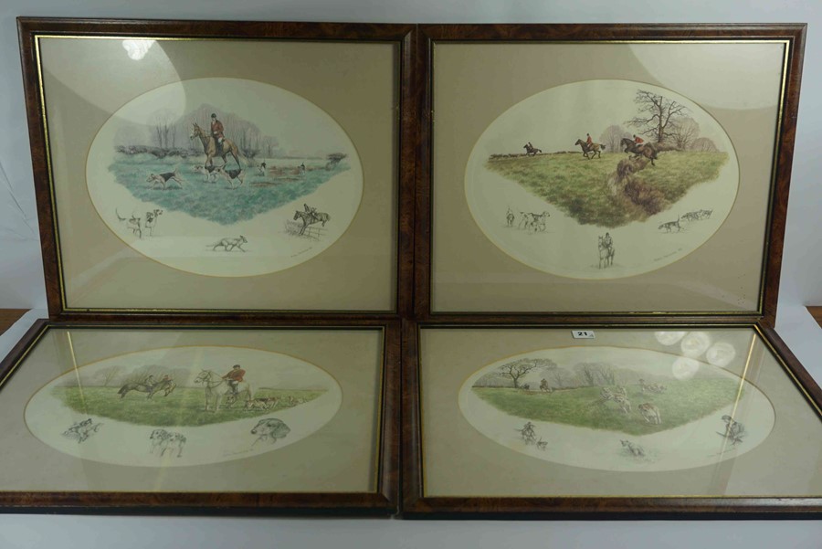 Nigel Hemming, Set of Four Hunting Prints, Signed in pencil, Dated 85, 86, 37cm x 26.5cm, (4) - Image 5 of 7