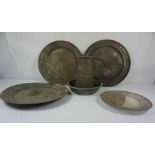 Mixed Lot of Pewter Wares, circa 19th century, To include a Church Flagon, Chargers, and Bowl, The