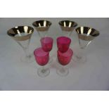Quantity of Glass, To include eight Crystal glasses, Nine Cranberry glasses, and four matching