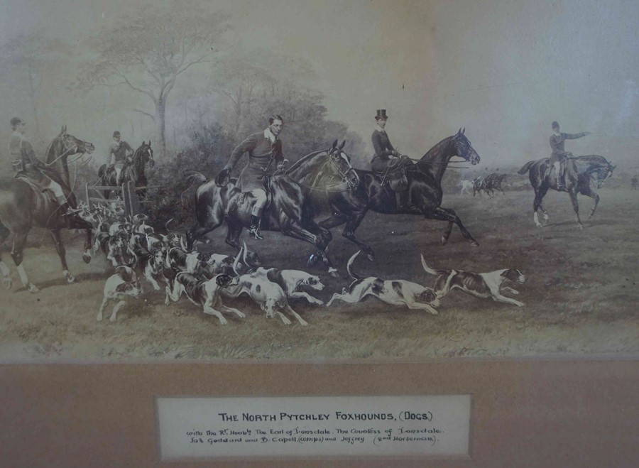 W H Hopkins & E Havell "The North Pytchley Foxhounds (Dogs)" Black & White Print, 17.5cm x 29cm,