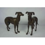 Pair of Bronze Effect Metal Figures of Greyhounds, 28cm high, 37cm wide, (2)