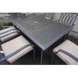 Metal Garden Table with Six Chairs, Table 70cm high, 164cm long, 101cm wide, Chairs 90cm high, (7)