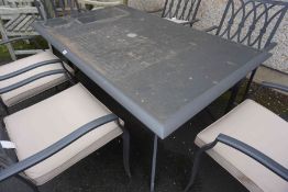 Metal Garden Table with Six Chairs, Table 70cm high, 164cm long, 101cm wide, Chairs 90cm high, (7)