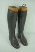 Pair of Gents Black Leather Riding Boots, With fitted wooden trees, size 6 or 7, Boots 45cm high, (