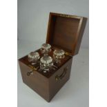 Georgian Mahogany Decanter Box with Decanters, The Box is Decorated with Boxwood stringing, Having