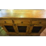 Reproduction Hardwood Sideboard, Having three small drawers above three Cupboard doors with