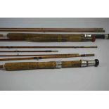 Eaton & Deller of London, Three Piece Greenheart Fishing Rod, 288cm long, Also with two similar