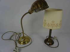 Brass Adjustable Reading Lamp, 45cm high, Also with a Table lamp with shade, Both have been
