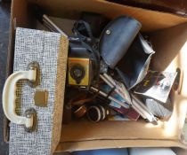 Box of Cameras and Accessories, To include a Polaroid Land Camera, Lenses etc, Also with a Civic