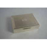 Silver Cigarette Box, Hallmarks for Birmingham 1964-1965, Monogrammed to the hinged top, wood
