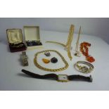Quantity of Jewellery and Collectables, To include a yellow metal ring (possibly unmarked gold)