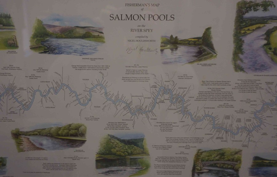 Nigel Houldsworth "Fishermans Map of Salmon Pools on the River Spey" Signed Print, signed in pencil,