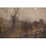 John Falconar Slater (British 1857-1937) "Horse & Carriages" Watercolour, signed JF Slater, 37cm x