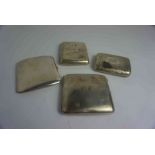 Four Silver Cigarette Cases, Gross weight 11.849 ozt, (4)