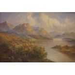 F E Jamieson (British) "Scottish Loch Scene" Oil on Canvas, signed, 39cm x 59cm, in gilt frame