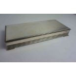 Art Deco Silver Cigarette Box, Having Swedish import marks, with wood lining, 3cm high, 21cm wide