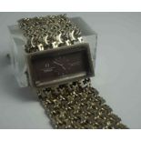 Omega De Ville Ladies Wristwatch, circa 1970, Having baton markers, on a flexible white metal