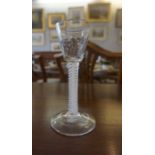 18th Century Style Cordial / Wine Glass, Having a trumpet shaped bowl above an air twist stem,