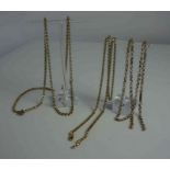 Three Matching 9ct Gold Guard Chains, Stamped 375 to clasp of one chain, 23cm, 27cm, 31cm long,