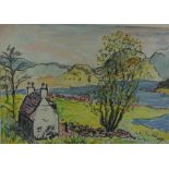 Guy Allan (20th Century) "Cottage by the Loch" Watercolour, 34cm x 49cm, Signed Guy to lower right