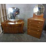 Vintage Composite Bedroom Suite, Comprising of a Walnut Wardrobe, Walnut Dressing Chest, Pair of