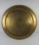 Indian Style Brass Circular Tray, Decorated with allover panels of Animals in Foliage, 71cm