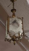 Regency Style Gilt Metal Lantern Hall Light, Having four Glazed panels, Approximately 30cm high