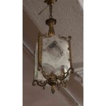 Regency Style Gilt Metal Lantern Hall Light, Having four Glazed panels, Approximately 30cm high